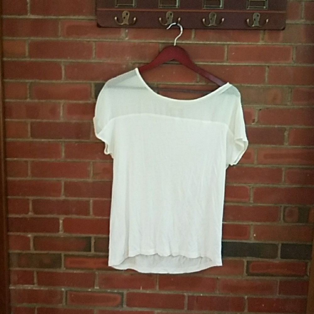 LOFT ivory short sleeve top, size large
